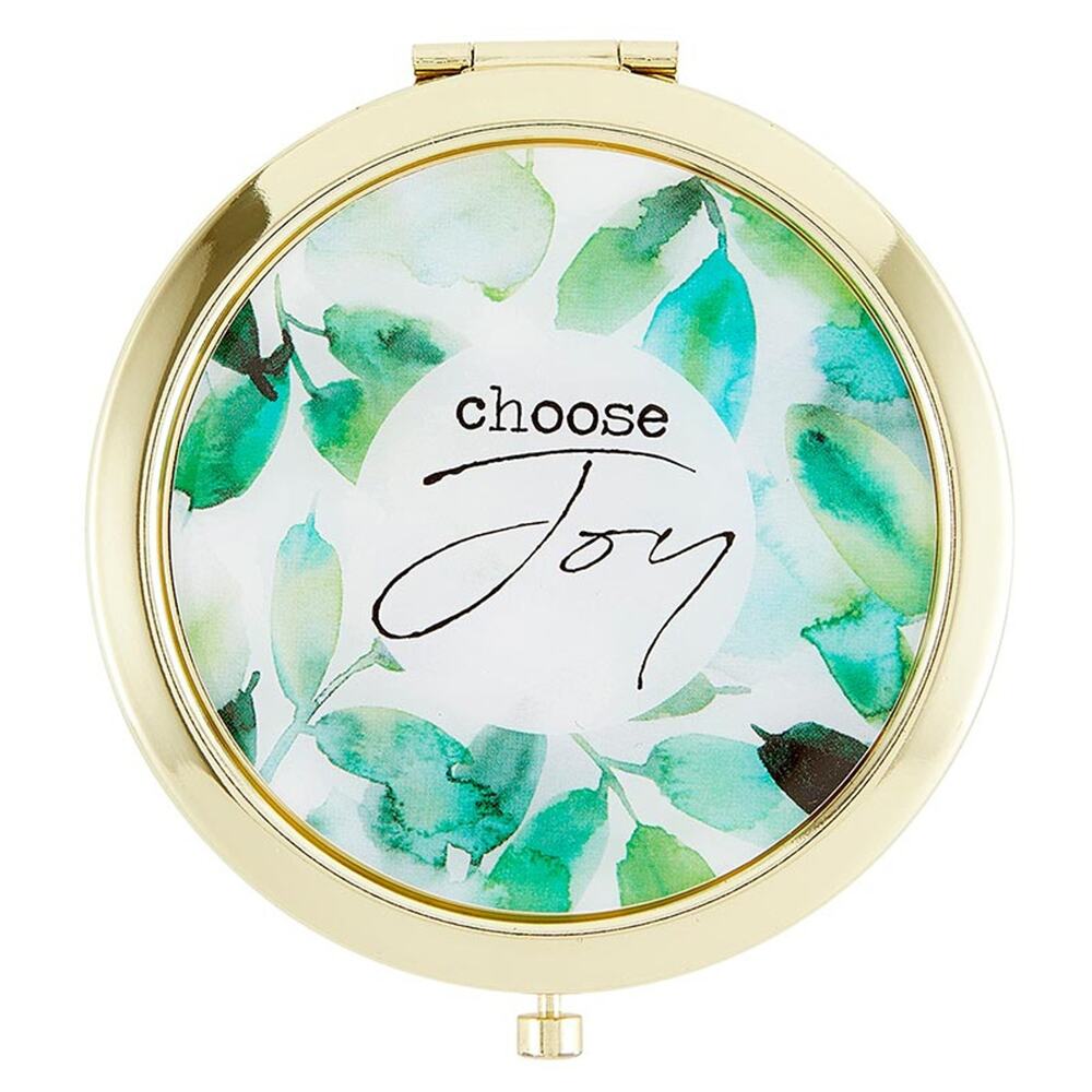 Gold plated Compact Mirror Motivational Spiritual message Choose Joy